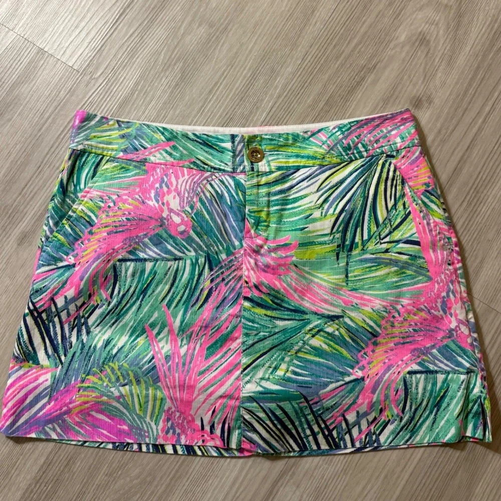 Lilly Pulitzer Madison Skort Size 6 Tropical Palm Parrot Print Pink Green Mini
